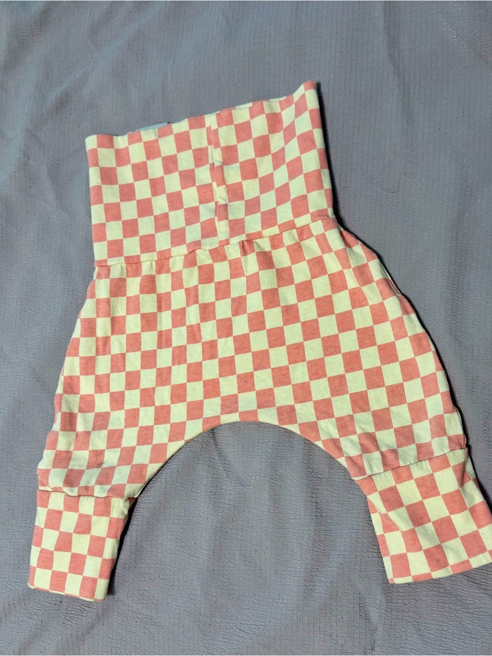 Grow With Me Kids Checkerboard Harem Pants - Pink & Cream